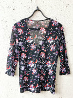 Load image into Gallery viewer, Vintage 90s floral print see through black mesh top
