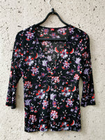 Load image into Gallery viewer, Vintage 90s floral print see through black mesh top
