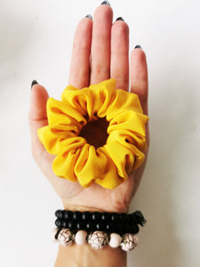 Handmade 100% Silk MEDIUM yellow hair scrunchy