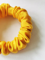 Load image into Gallery viewer, Handmade 100% Silk SMALL yellow hair scrunchy
