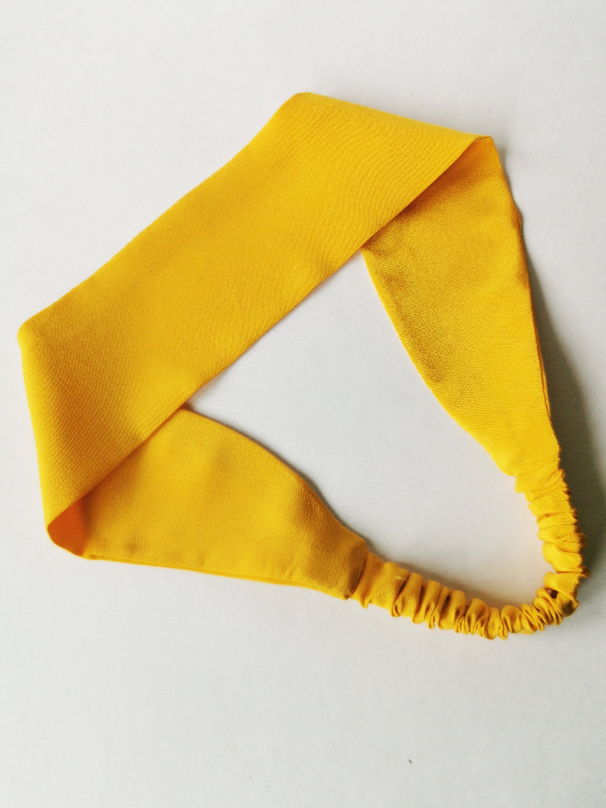 Handmade 100% Silk yellow hair secure headband