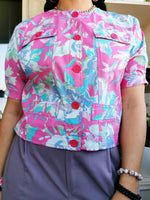 Load image into Gallery viewer, Vintage 80s handmade button down floral print blouse top
