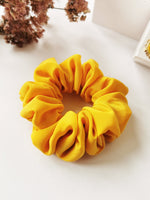 Load image into Gallery viewer, Handmade 100% Silk MEDIUM yellow hair scrunchy
