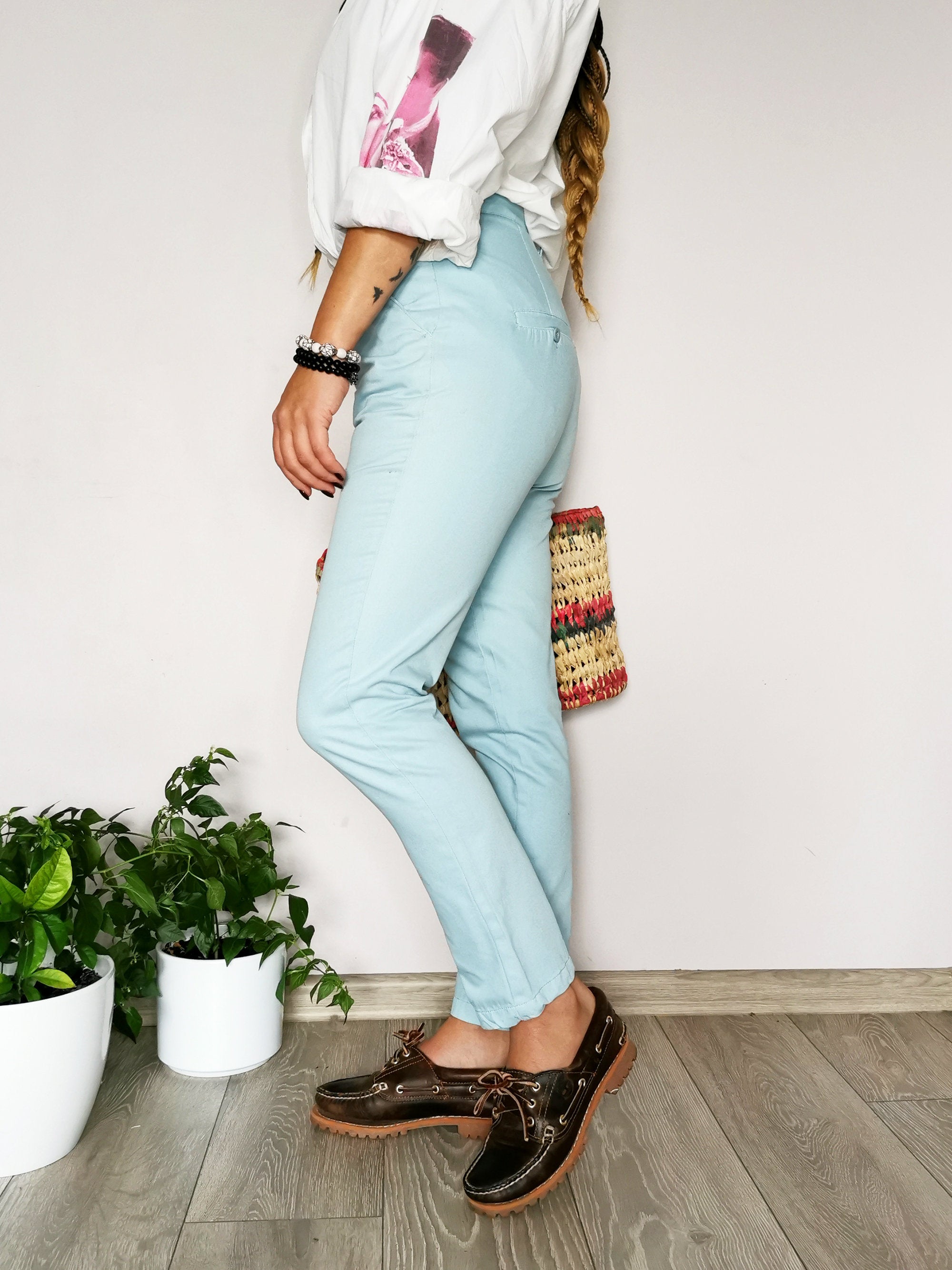 Vintage 90s baby blue chino trousers pants
