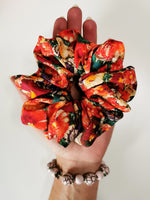 Load image into Gallery viewer, Handmade 100% SILK colorful floral big hair scrunchy
