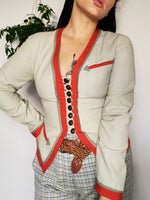 Load image into Gallery viewer, Vintage 80s beige handmade button blazer jacket
