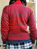 Load image into Gallery viewer, Vintage 80s zip collar geometric print knit jumper
