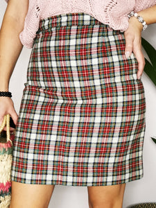 Vintage 90s minimalist handmade tartan checked mini skirt UK 10