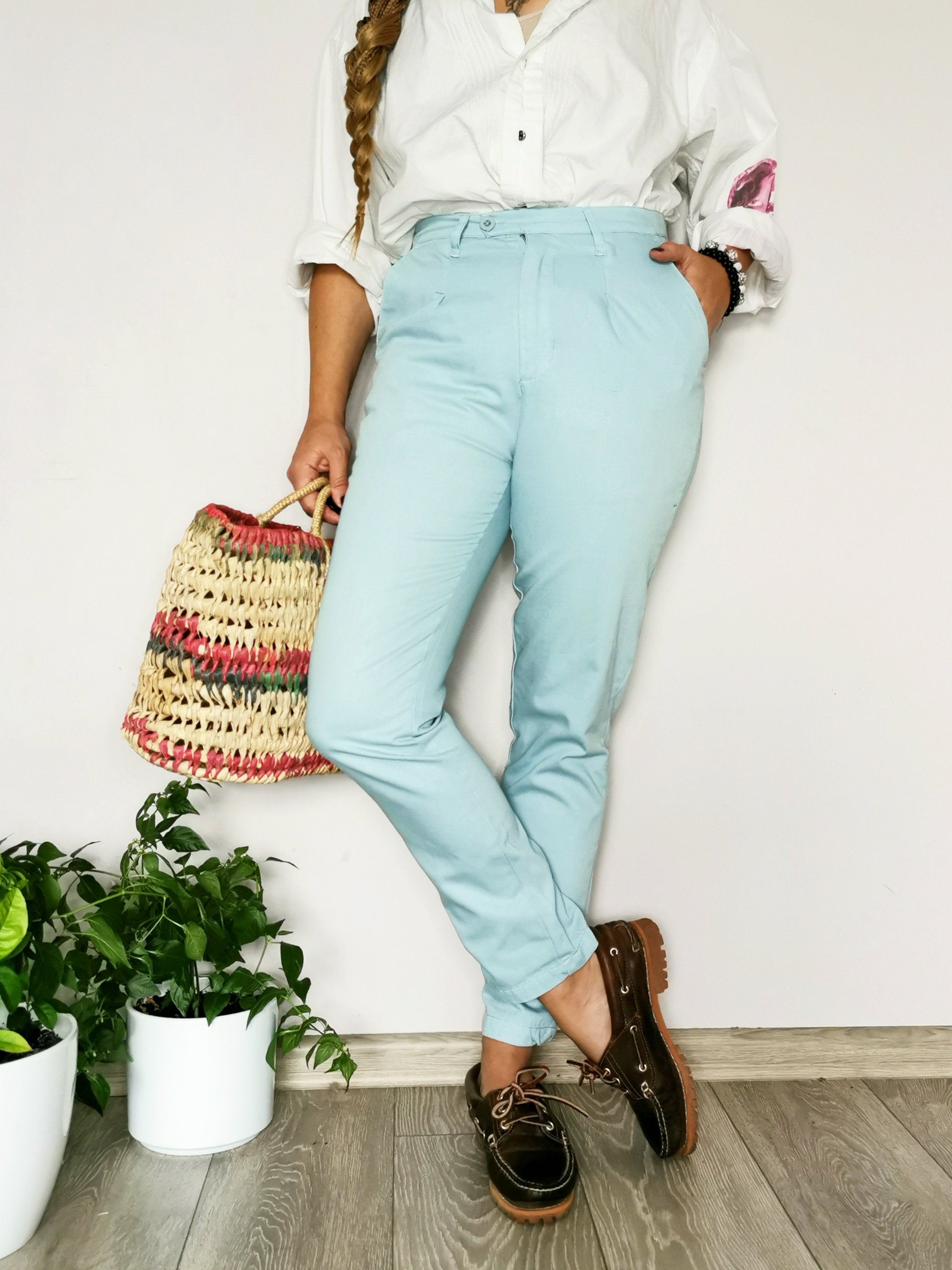 Vintage 90s baby blue chino trousers pants
