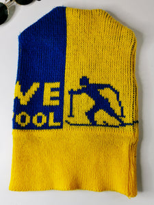 Vintage 90s slogan knitted winter hat in yellow