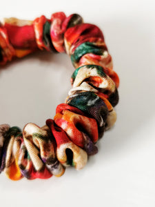 Handmade 100% silk colorful floral small hair scrunchy