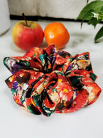 Load image into Gallery viewer, Handmade 100% SILK colorful floral big hair scrunchy
