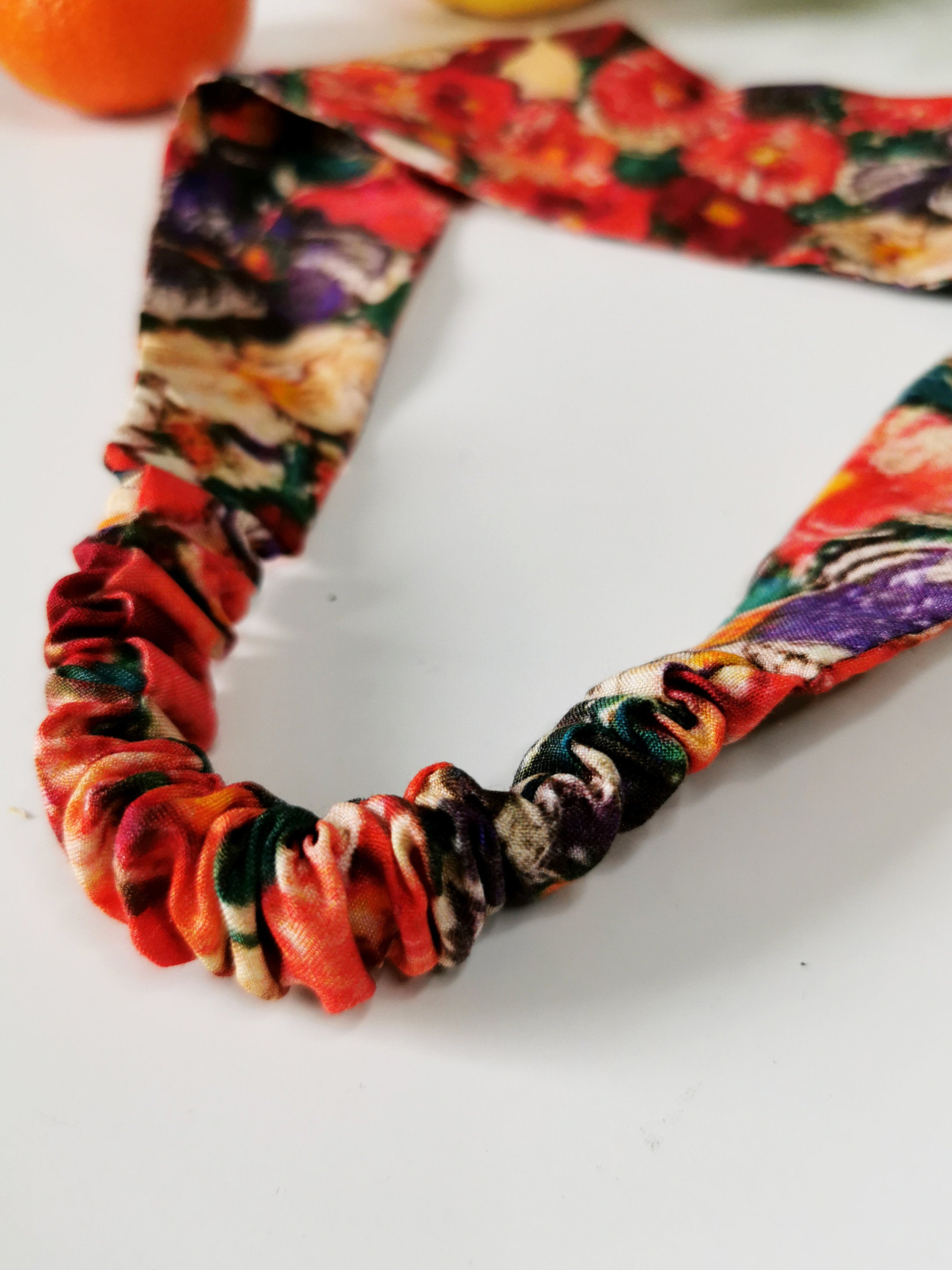 100% silk Handmade colorful floral hair secure headband