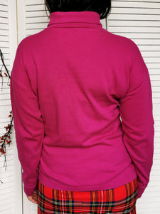 Vintage 90s 1/4 zip purple turtleneck cotton jumper top