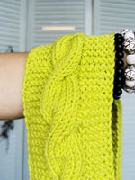 Load image into Gallery viewer, Merino wool handmade knitted winter headband in bright green
