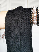 Load image into Gallery viewer, Merino wool handmade knitted winter headband in black
