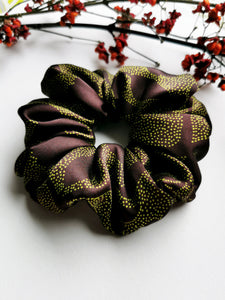 Handmade BIG mahogany 100% SILK hair scrunchy