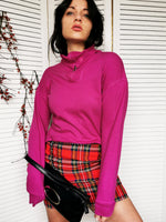 Load image into Gallery viewer, Vintage 90s 1/4 zip purple turtleneck cotton jumper top
