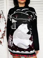 Load image into Gallery viewer, Vintage 90s Panda print jumper sweater in black
