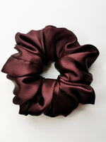 Load image into Gallery viewer, Handmade BIG mahogany 100% SILK hair scrunchy
