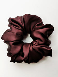 Handmade BIG mahogany 100% SILK hair scrunchy