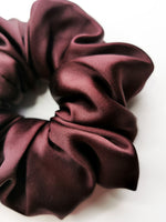 Load image into Gallery viewer, Handmade BIG mahogany 100% SILK hair scrunchy
