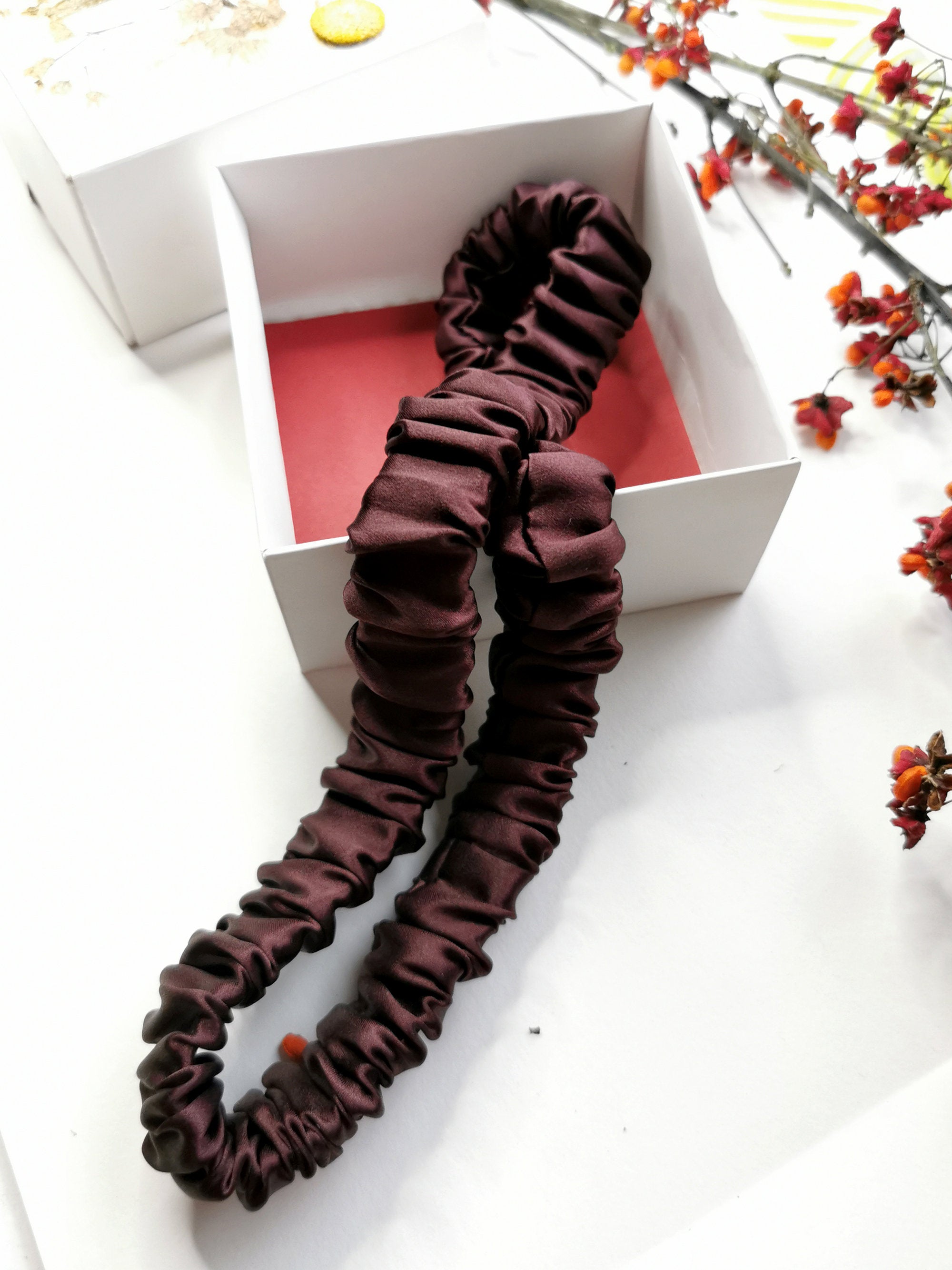 Handmade 100% SILK mahogany Bath & SPA hair secure headband