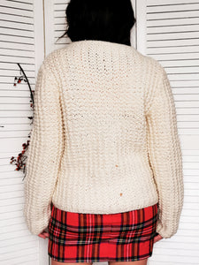 Vintage 90s white handmade chunky knit oversize jumper