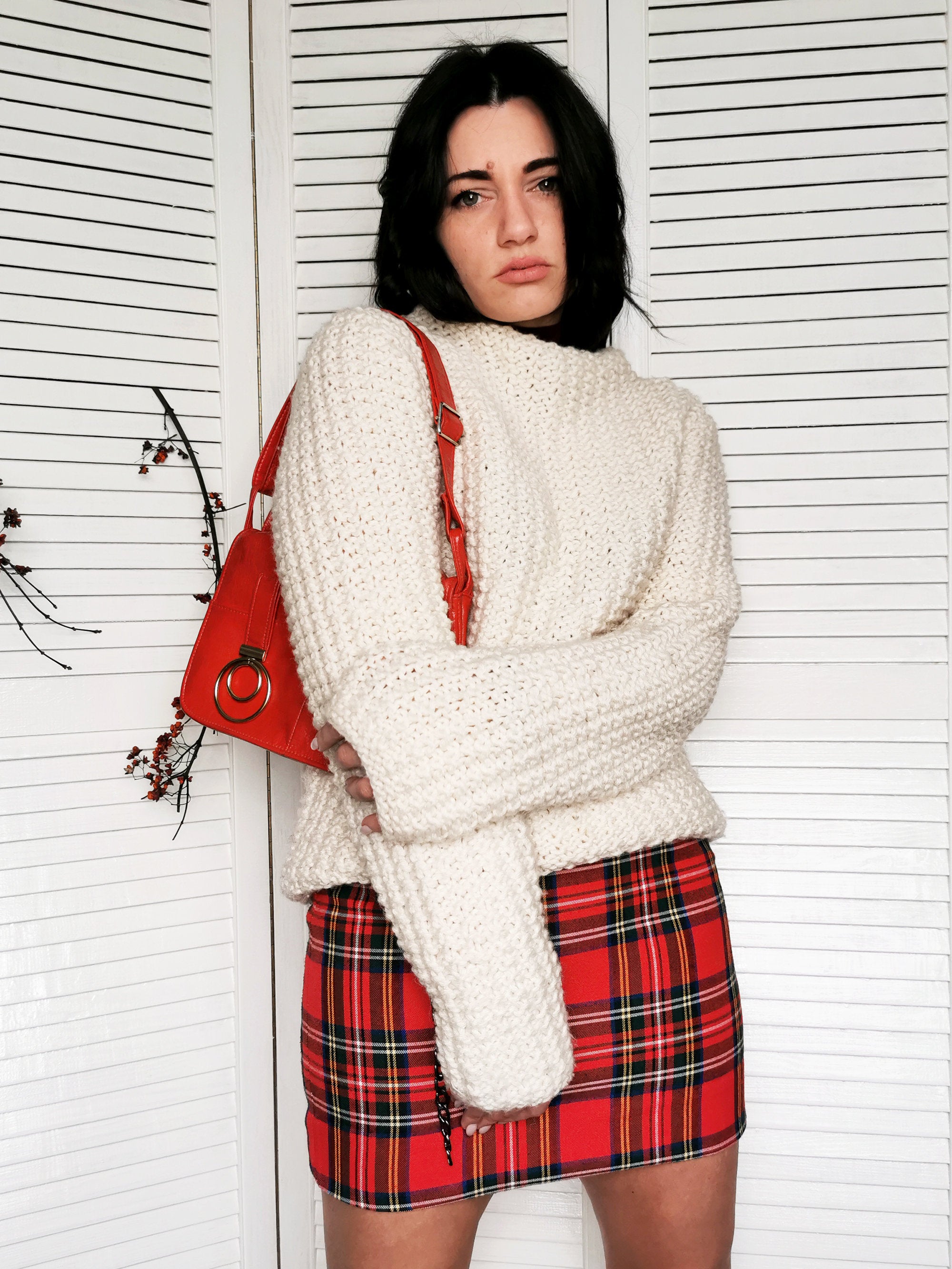 Vintage 90s white handmade chunky knit oversize jumper