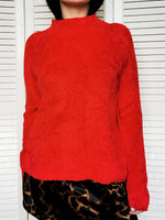 Load image into Gallery viewer, Vintage 90s minimalist fluffy jumper sweater in red

