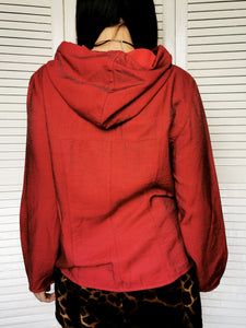 Vintage 90s thin shimmer red jacket with a hood