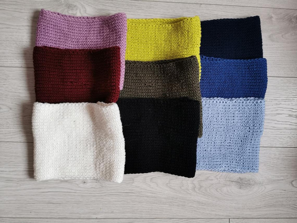 100% merino wool Handmade knitted one color neck warmer ring shawl