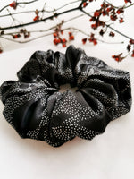 Load image into Gallery viewer, 100% SILK Handmade BIG black dot print hair scrunchy
