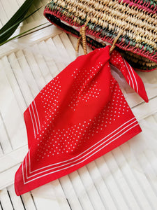 Vintage 90s red polka dot square scarf bandana