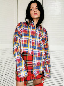 Vintage 90s checked colorful oversize unisex shirt