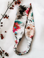 Load image into Gallery viewer, 100% silk Handmade grey colorful floral hair secure headband
