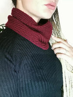 Load image into Gallery viewer, 100% merino wool Handmade knitted one color neck warmer ring shawl
