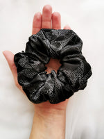 Load image into Gallery viewer, 100% SILK Handmade BIG black dot print hair scrunchy
