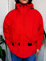 Load image into Gallery viewer, Vintage 90s red chess print hooded jacket
