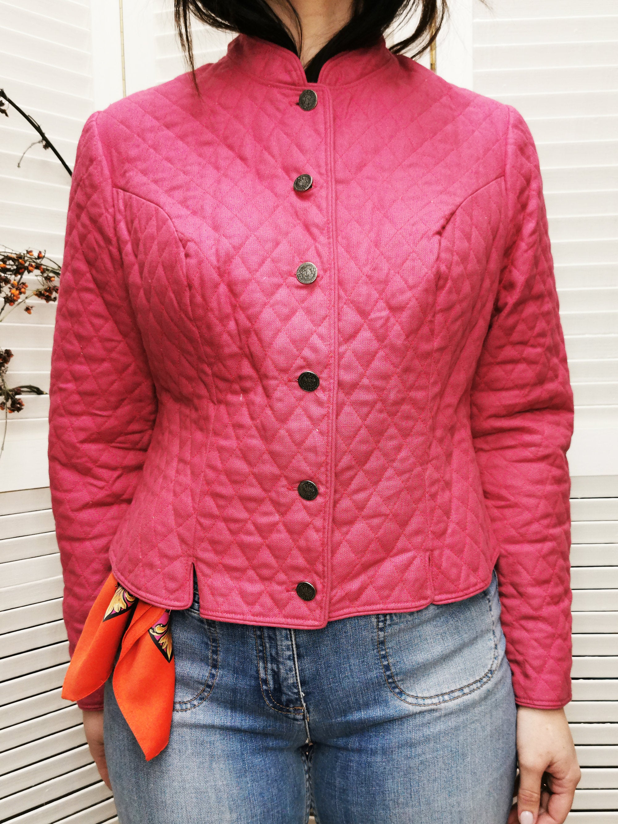 Vintage 90s pink cotton padded buttoned jacket