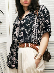 Vintage 90s abstract print oversized unisex shirt blouse