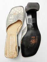 Load image into Gallery viewer, Vintage 90s square toe snake print mid heel slippers sandals
