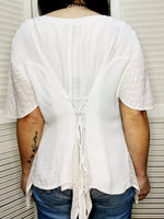 Load image into Gallery viewer, Vintage 80s milky white embroidered Bohemian top blouse
