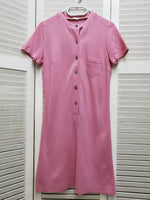 Load image into Gallery viewer, Vintage 80s minimalist pink button front mini dress
