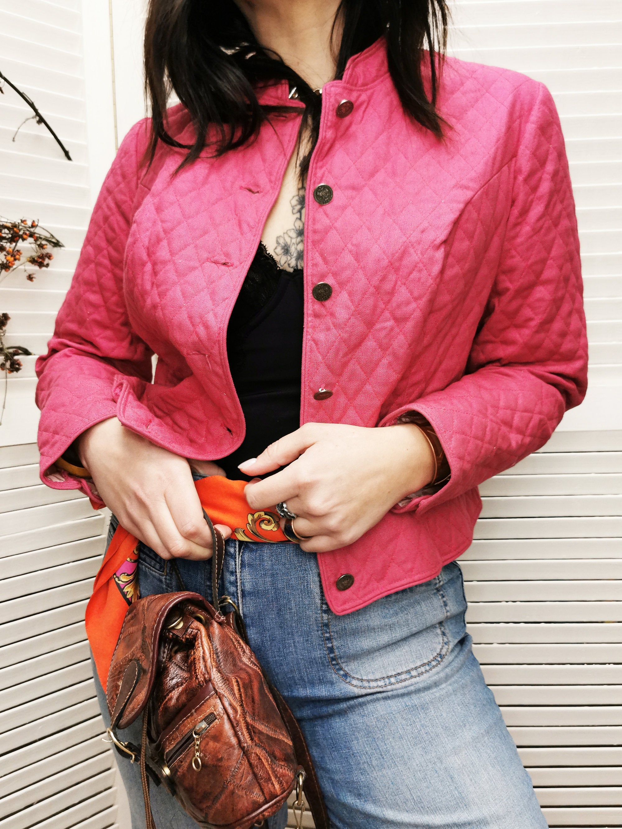 Vintage 90s pink cotton padded buttoned jacket