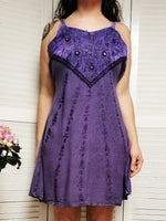 Load image into Gallery viewer, Vintage 90s embroidery purple mini summer dress

