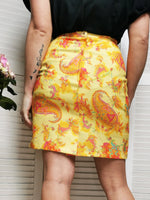 Load image into Gallery viewer, Vintage 90s yellow floral print mini pencil skirt
