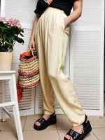 Load image into Gallery viewer, Vintage 80s yellow high waist casual summer pants
