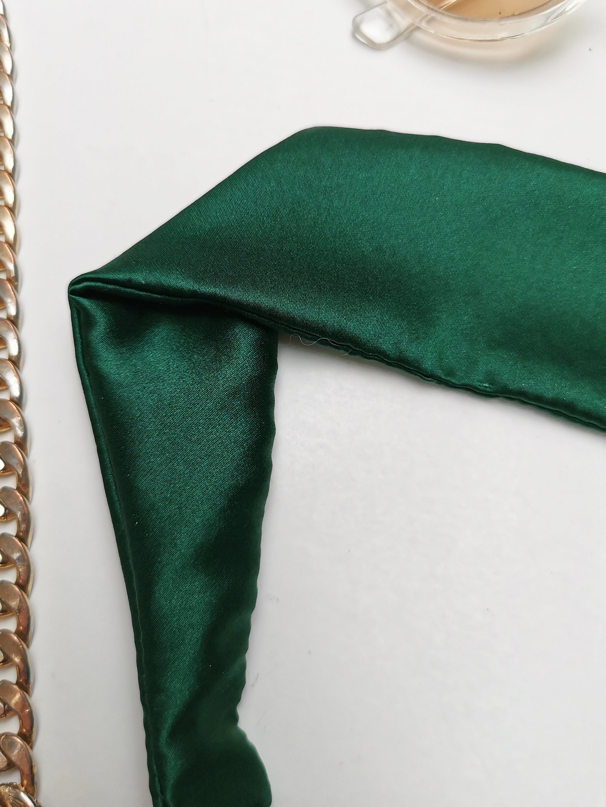 Handmade 100% silk emerald green hair secure headband