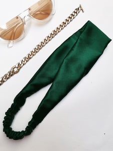 Handmade 100% silk emerald green hair secure headband